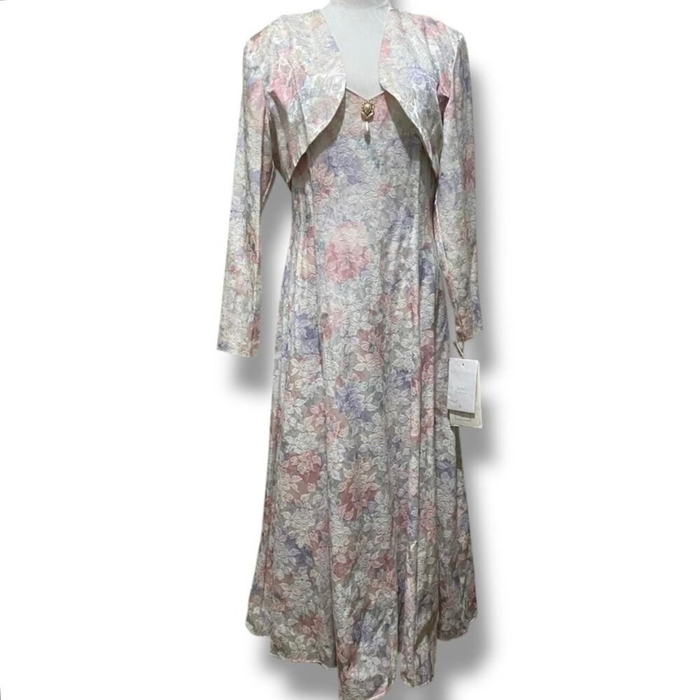 Scott McClintock Size 14 Pastel 2-Piece Floral Ensemble Full Length Formal Dress
